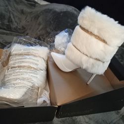 Brand New White Heel Boots 