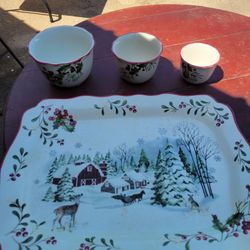 Christmas Serving Tray & cups