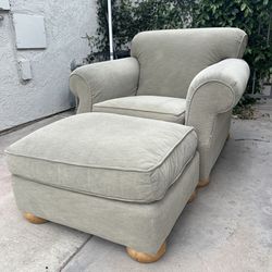 Chair With Ottoman, Sage Green