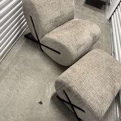 Upholstered Accent Chair & Ottoman