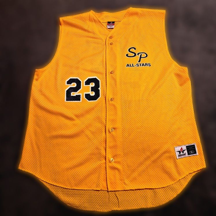 Vintage SP All-Stars Yellow Mesh Baseball Jersey #23 Men's XL Sleeveless