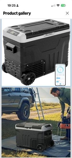 EUHOMY 12V Portable Car Refrigerator / Freezer with Wheels & Handle