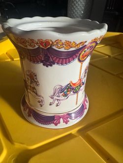 Musical Ceramic Carousel Horse Planter Vase