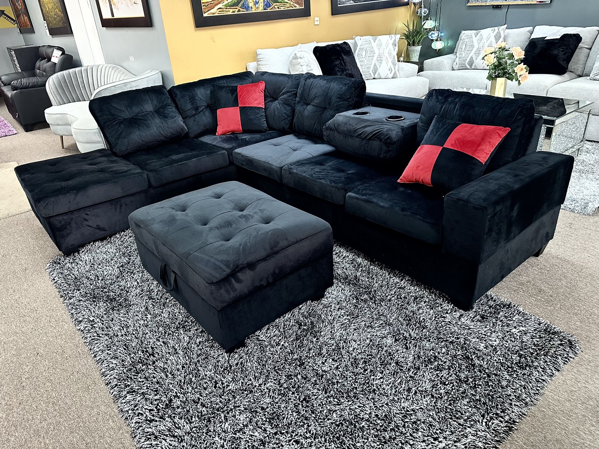 Sectional With Cup holders And Ottoman $649 Ask For ROXANNA 