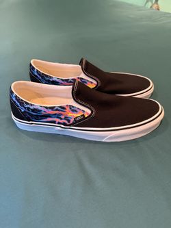 NEW Vans Slip On Electric Flame Mens Size 12 Black