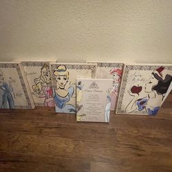 6 Disney Princess Canvas Pictures