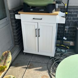 Kitchen Cart with Storage – White Cabinet on Wheels