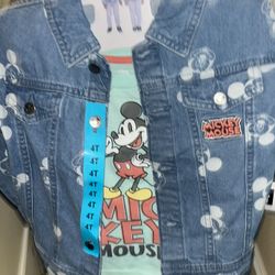 Mickey Mouse Character Kids' Denim Jacket and Tee Shirt Set Brand New 