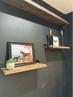Pair of wooden shelves