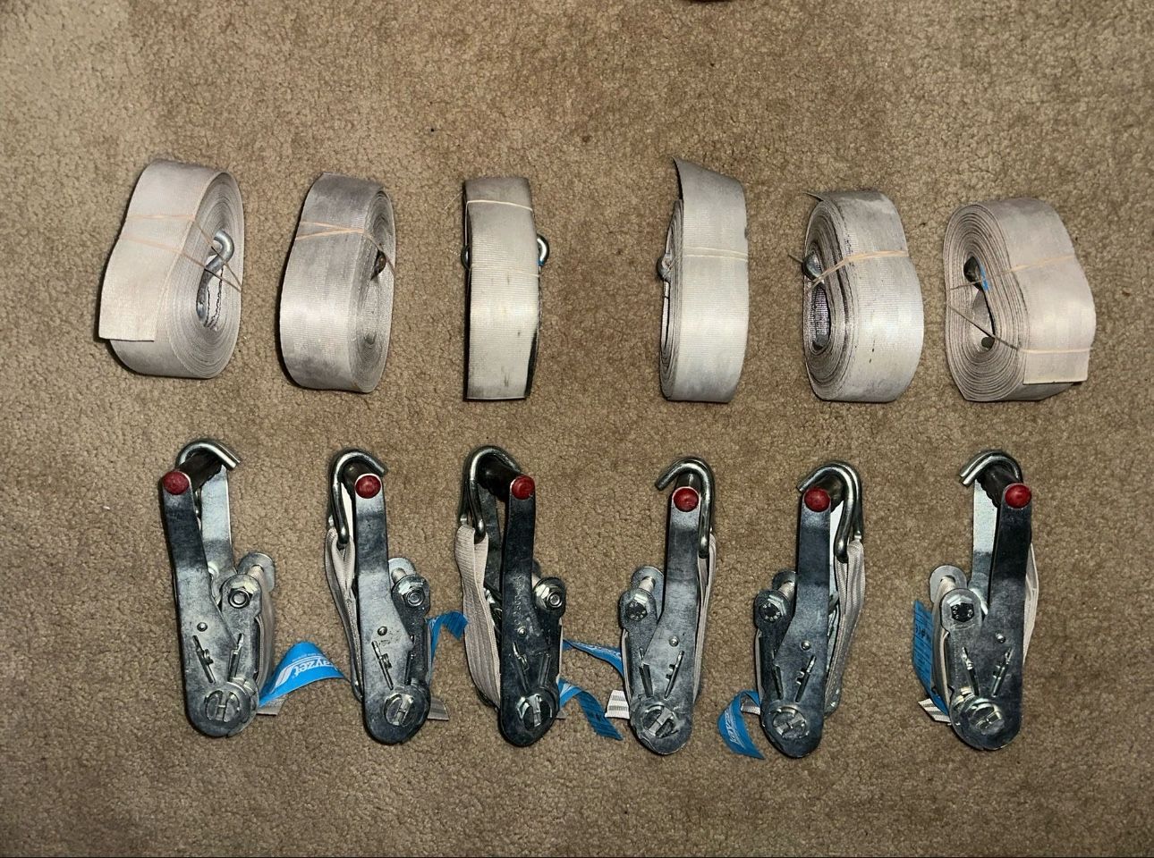 (4) Heavy Duty 2" x 32ft Ratchet Straps w/ Double J-Hooks – $30 (Used Once)
