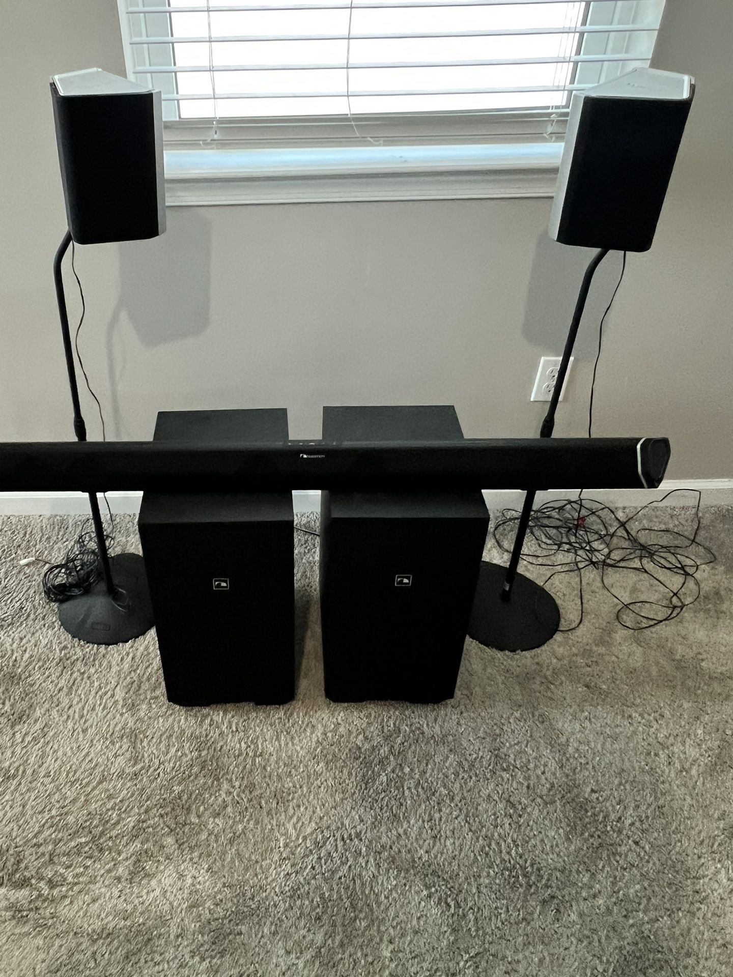 Nakamichi Shockwafe Elite Bluetooth 7.2.4 Channel Dolby Atmos/DTS:X Soundbar with Dual 8” Subwoofers (Wireless), 2 Rear Surround Speakers 800W