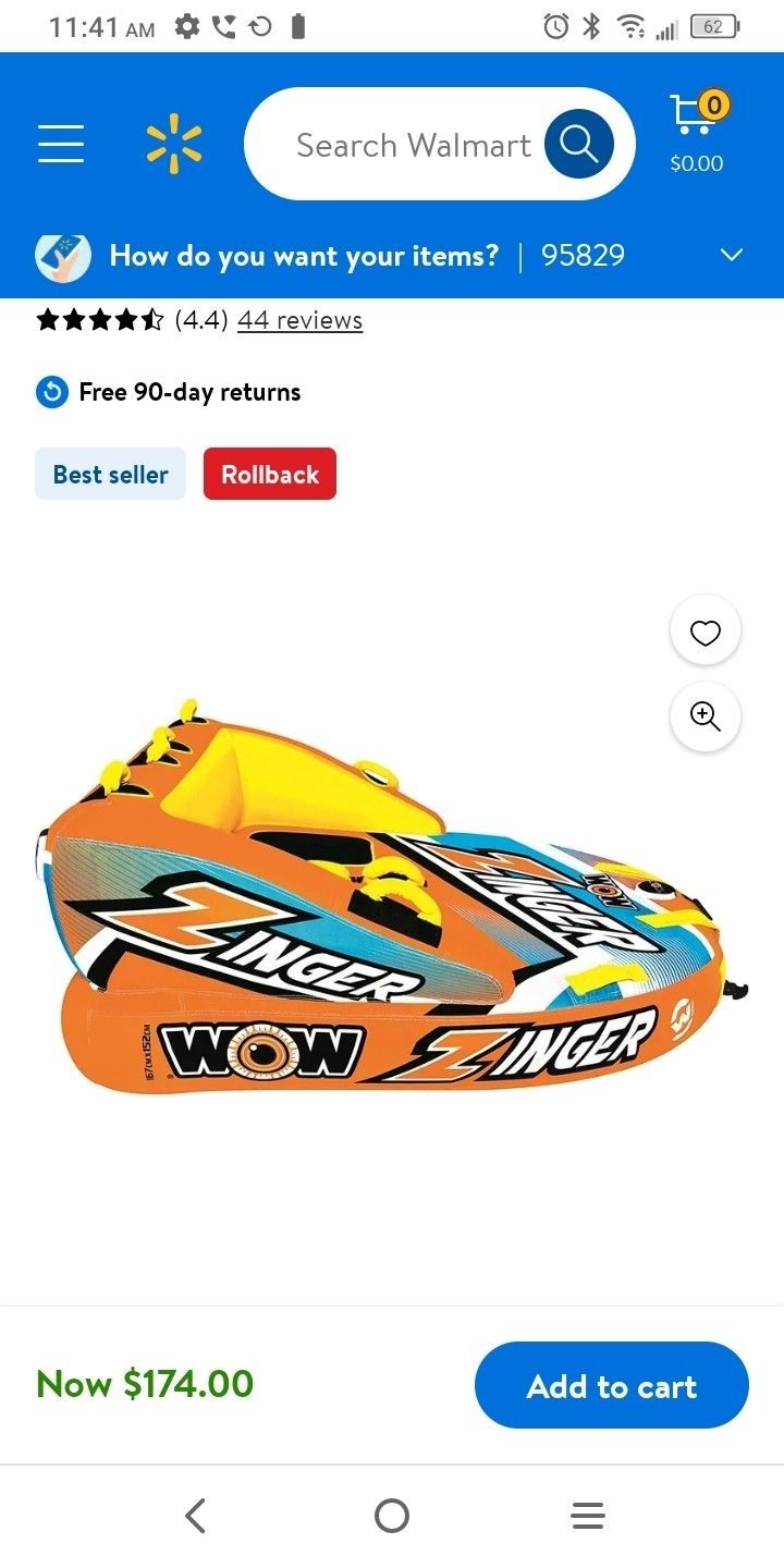 Water Sports Wow Towable 2 Person Inflatable Ride