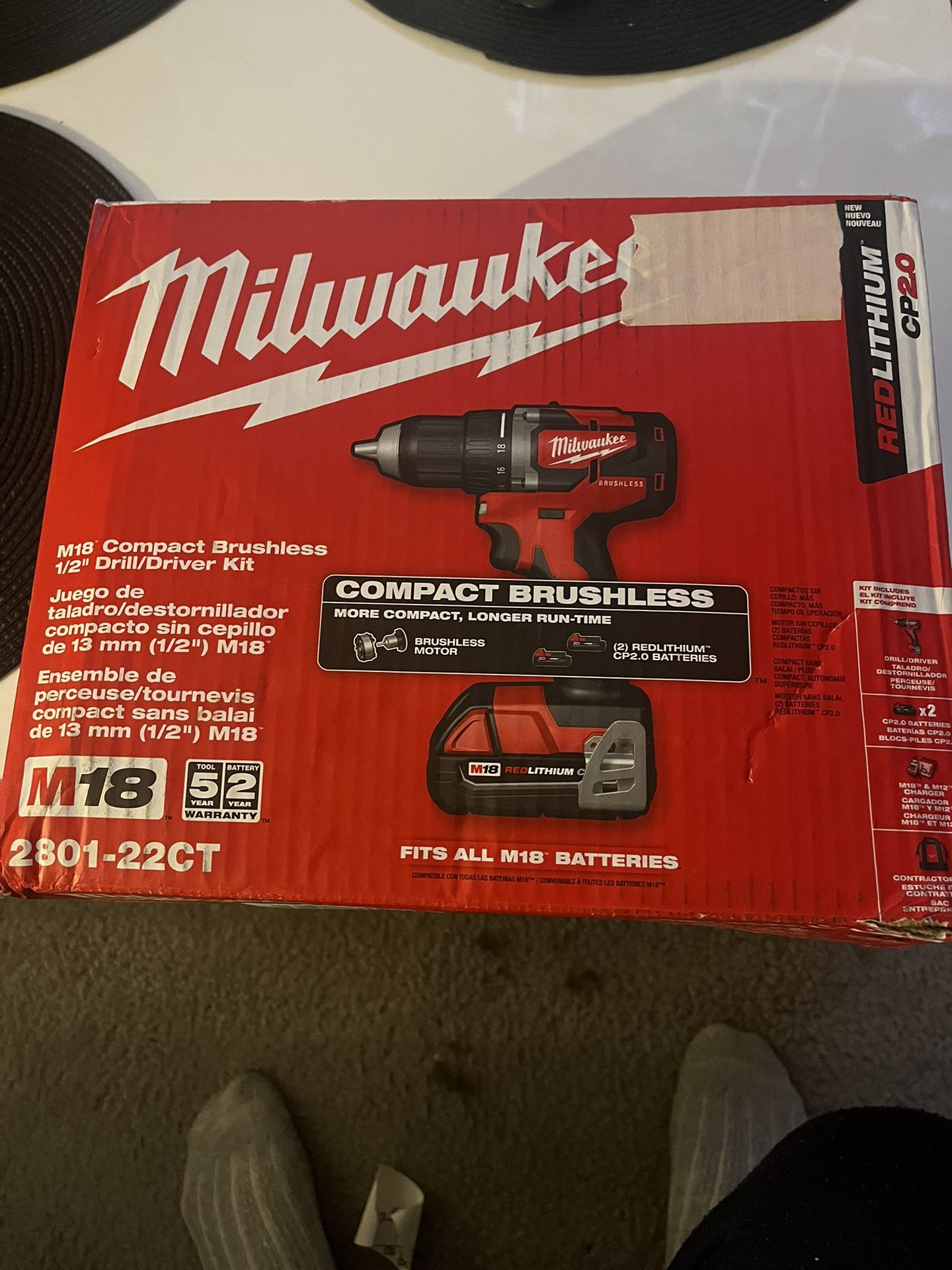 Milwaukee Drill With 2 Batteries And Charger Contractor Bag