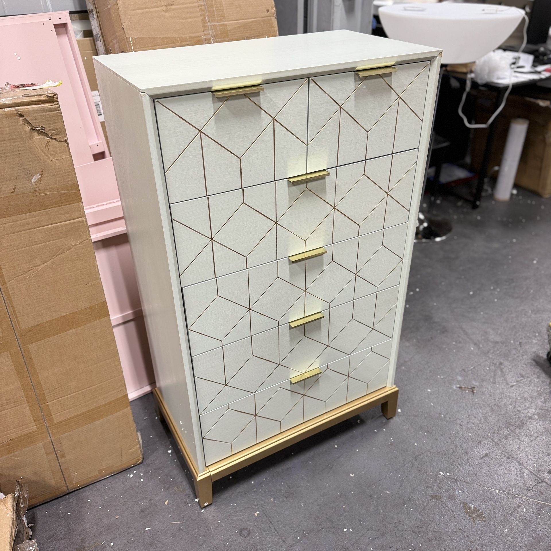 HLR 6 Drawer Dresser for Bedroom,Modern Wood Chest of Drawers with Gold Trim, Green Tall Dresser Storage Tower, Large Capacity Organizer Unit for Clos