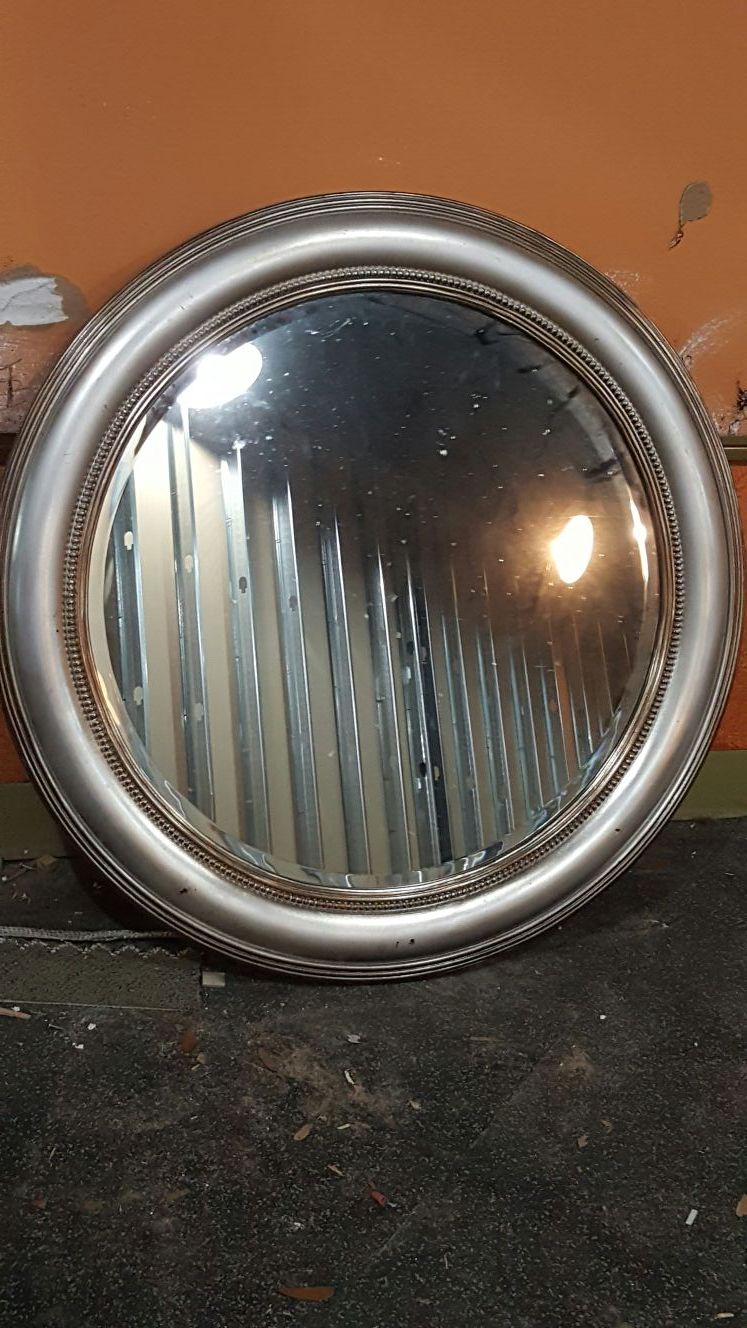 Brush silver decor mirror