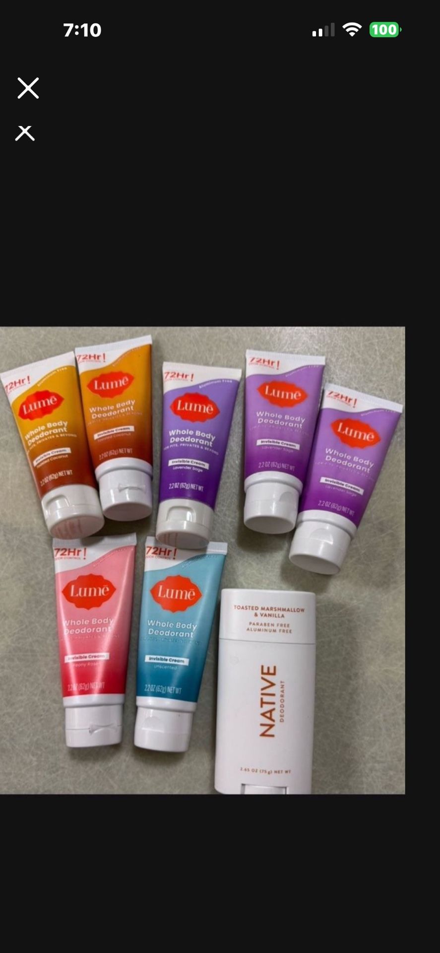 CA. LUME DEODORANTS. $7.50 EACH. TUBE