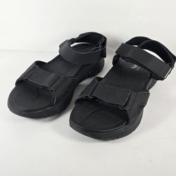 Men's Sketchers Black Arch Fit Leather Summer Sandals Water Beach Shoe Size 11