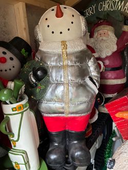 38” snowman statue with ear muffs ex cond