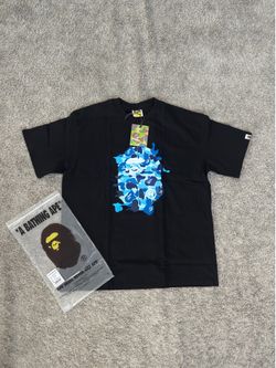 BAPE Blue Camo Ape Head Tee Black L and XL