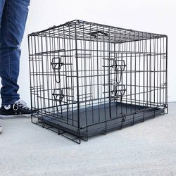 $30 (New in box) Folding 30” dog cage 2-door folding pet crate kennel w/ tray 30”x18”x20” 