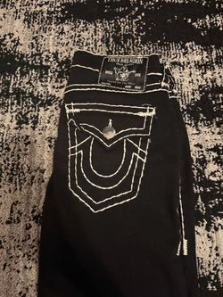 True Religion Black Jeans with White Stitching