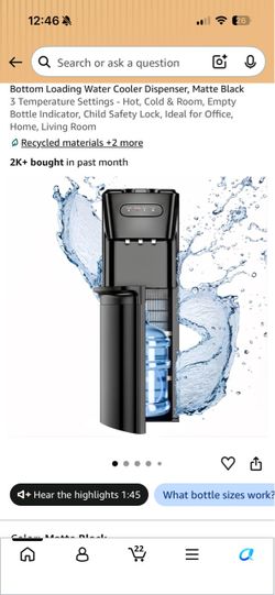 Like-New Matte Black Water Dispenser