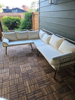 Beige L Shape Outdoor Seating