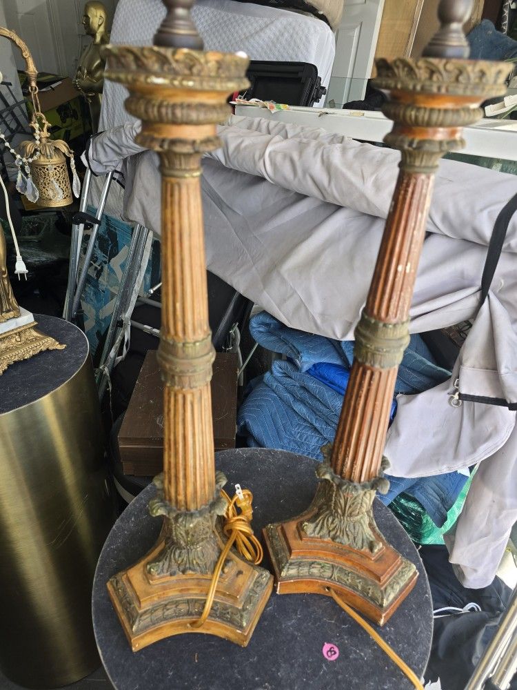 Pair Antique Vintage Lamps.