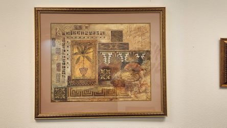 Large Palm Tree Inspired Print with Matte and Detailed Gold Frame