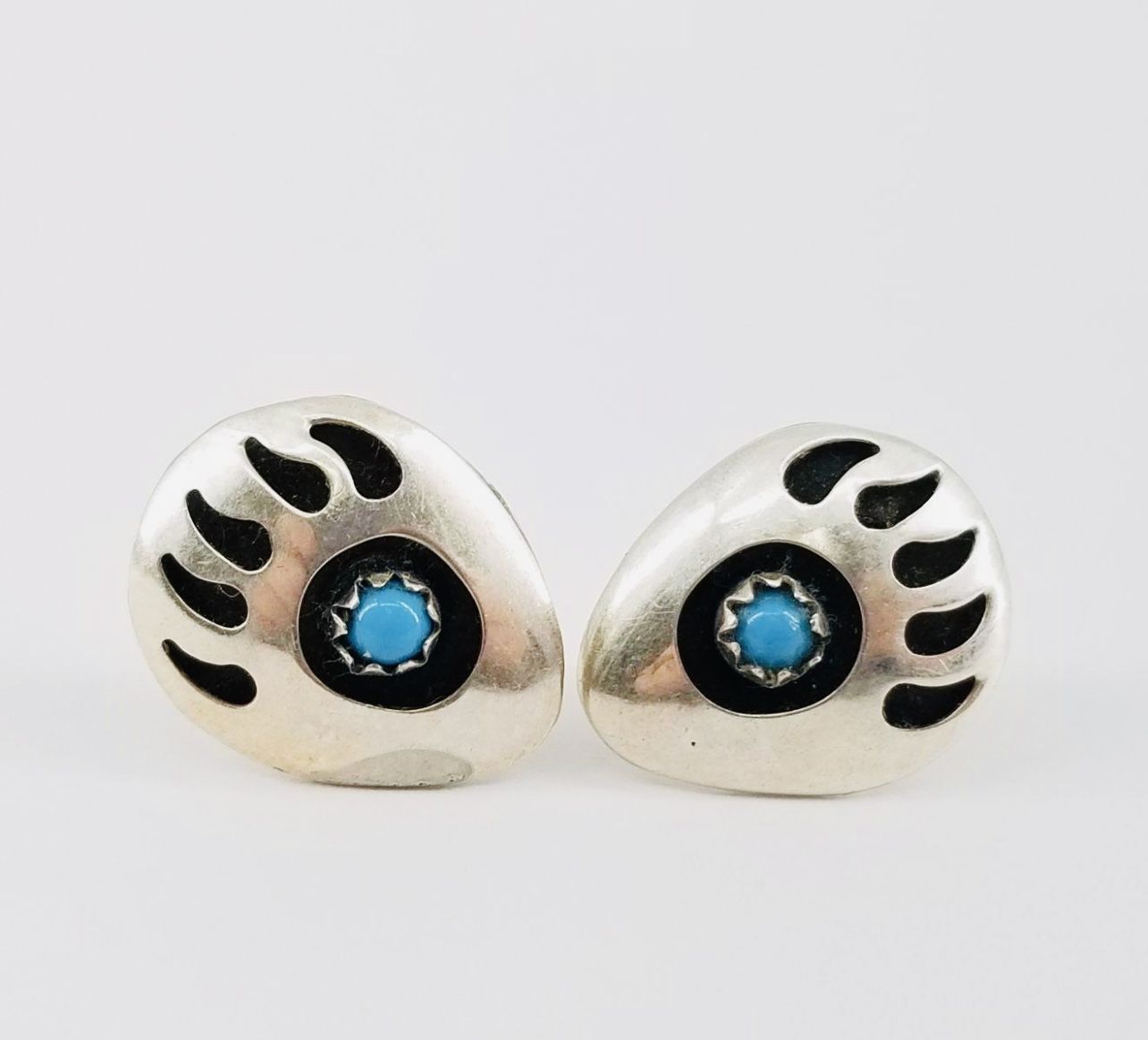 Sterling Silver Round Turquoise Stud Earrings