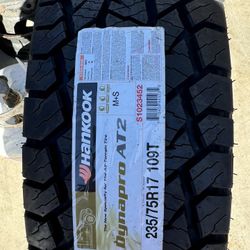 (1) HANKOOK DYNAPRO AT2 235/75/17 NEW TIRE