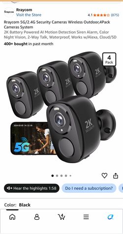 Rraycom 2K Wireless Outdoor Security Camera 4-Pack