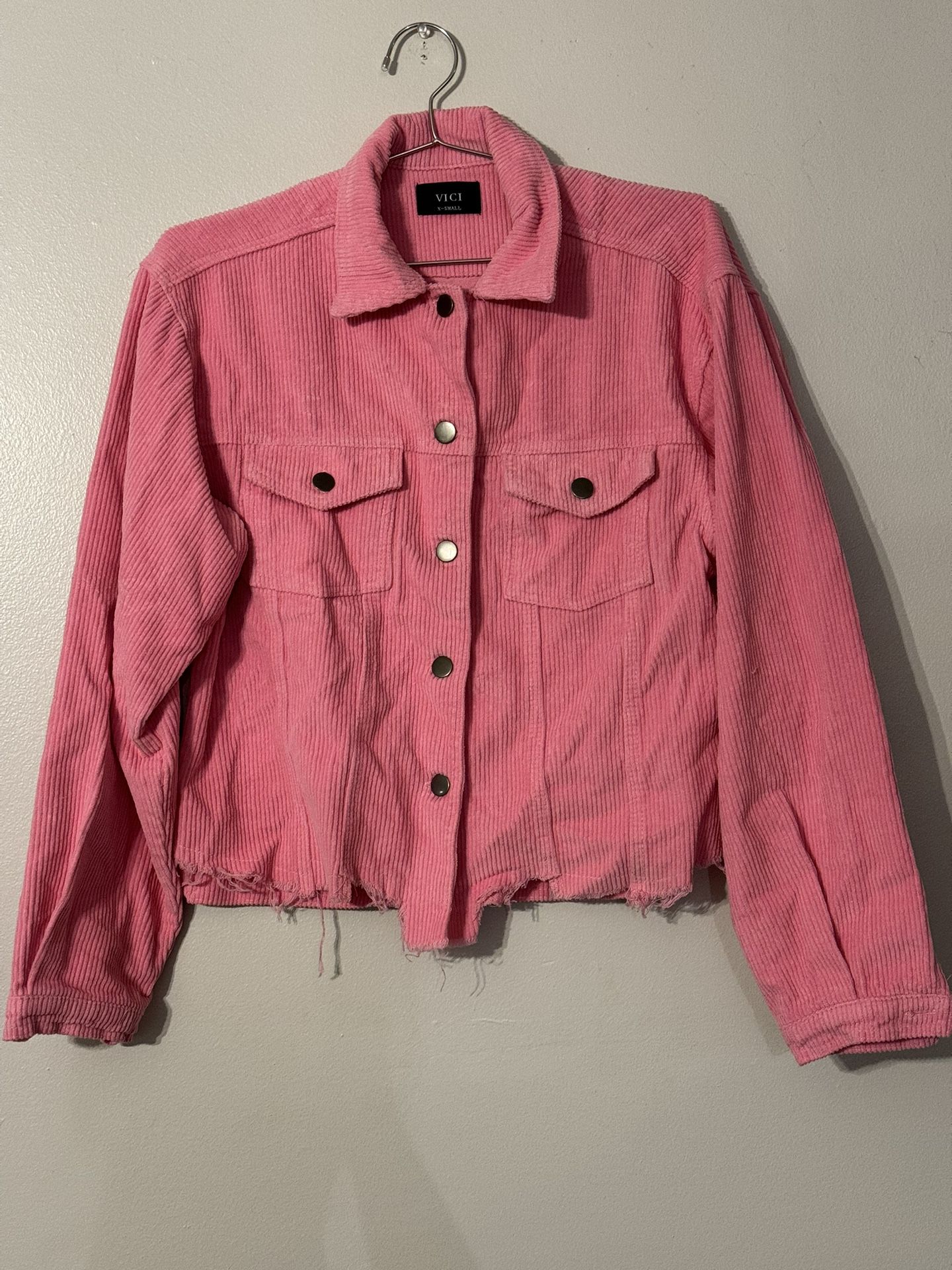 Vici Pink Corduroy Womens XS Jacket Button Closure Fall Winter Cozy Comfy