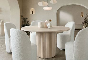 Round Dining Table with Fluted Pedestal Base Ask For Prices