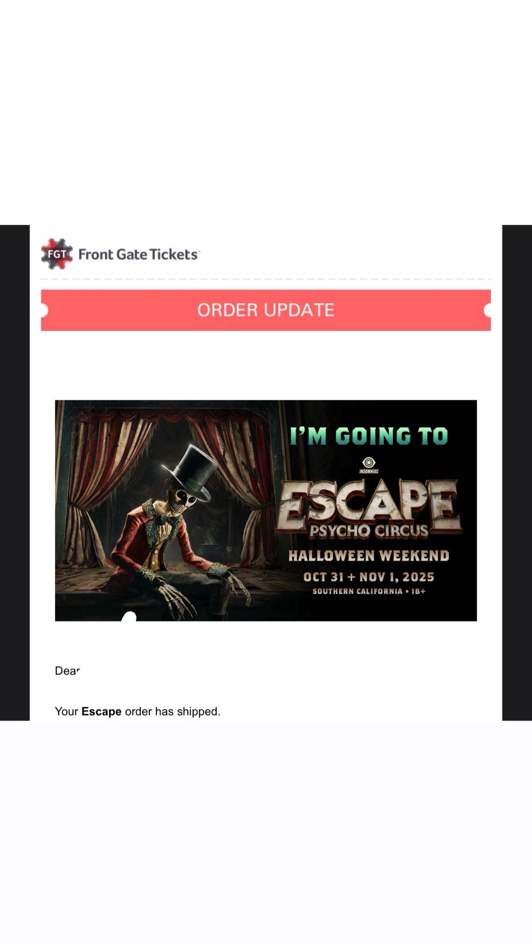 Escape Halloween Ticket