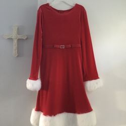 Beautiful Fancy Girls Red Velvet Christmas Holiday  Party Dress       