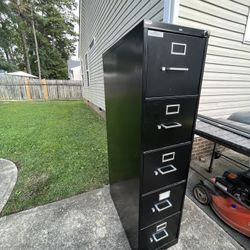 Black 5 Drawer HON File Cabinet 