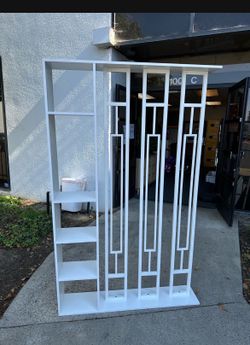 New 64"x48" White Room Divider 4 Shelves Room Divider Wall Partition