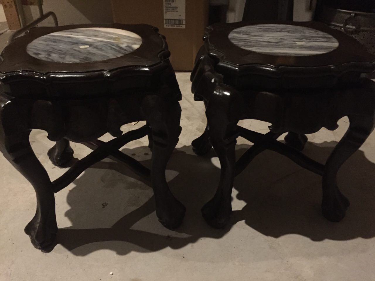 A two beautiful end table with marble top