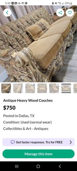 Antique Heavy Wood Living Room Set