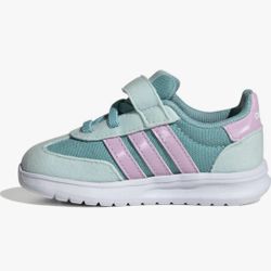 Adidas Run 70s 2.0 Elastic Lace & Strap Infant Little Girls Shoes, Size 5K Kids Children Toddlers Sneakers, Mint Green/Lilac Pink Color *BRAND NEW*