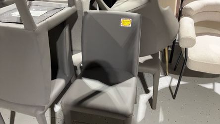 6 Gray Faux Leather Dining Chair