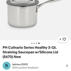 Princess House 3qt Healthy Sauce Pan With Silicone lid  Strainer