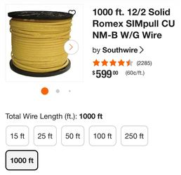 12/2  romex electrical wire