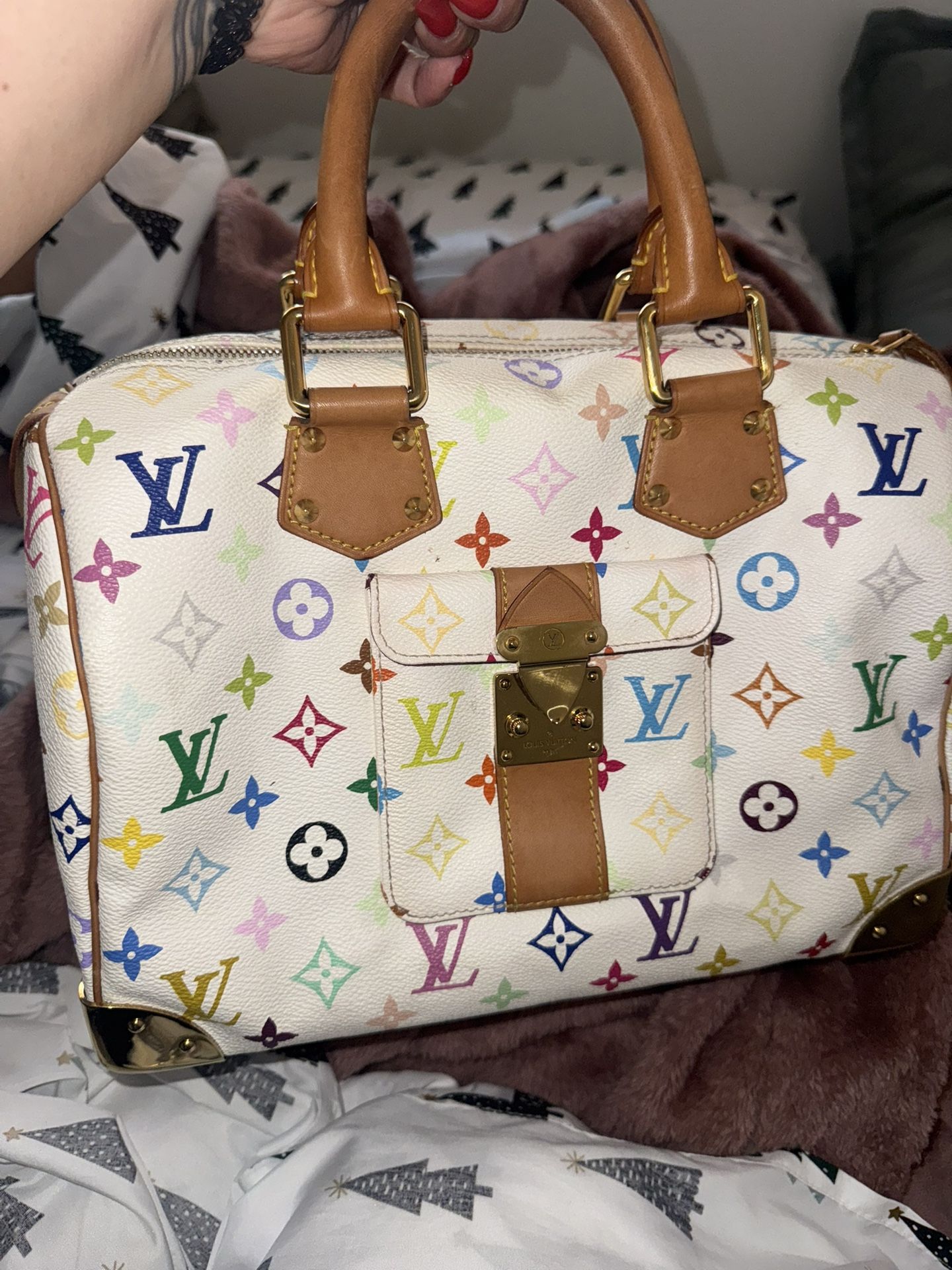 LV Takashi Murakami Multi- Color Blanc Speedy 30
