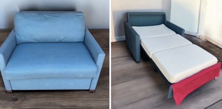 Elegant sleeper sofa with Tempur- pedic mattress & free fitted padded protective cover .