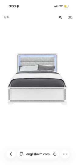 Led glitter queen bed