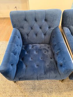 Set of 2 Blue Velvet Tufted Accent Chairs – Wayfair