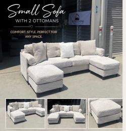 🤍 SMALL SOFA WITH 2 OTTOMANS CURBSIDE DELIVERY AVAILABLE 🚚