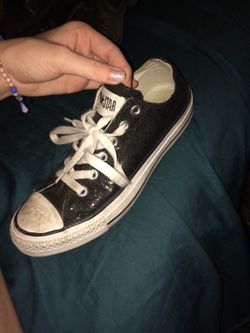 Black sparkle converse size 8 women